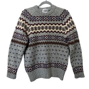 Woolrich Crewneck Nordic Fair Isle Wool Chunky Knit Sweater